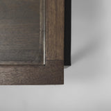 Mercana Arelius Rectangular Glass-Top Medium Brown Wood w/ Black Metal Base Display Coffee Table