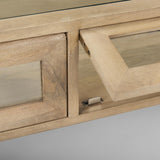 Mercana Arelius 42"L Rectangular Light Brown Wood w/ Black Metal Base Display Coffee Table