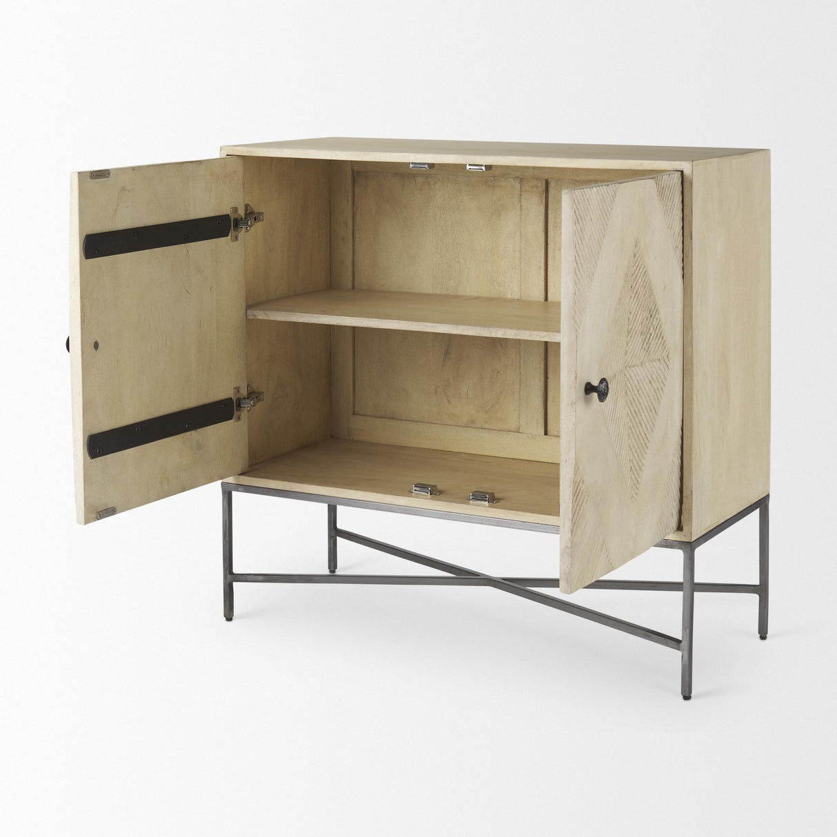 Mercana Hogarth 36.0L x 16.0W x 34.0H 2 Door Blonde Wood Accent Cabinet