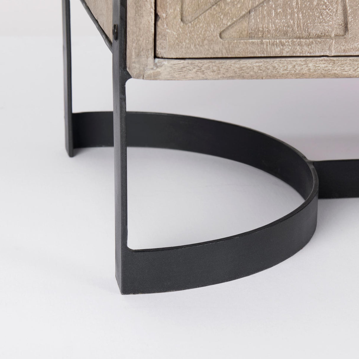 Mercana Rivien Brown Solid Wood W/Black Metal Frame 2 Door Accent Cabinet