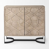 Mercana Rivien Brown Solid Wood W/Black Metal Frame 2 Door Accent Cabinet