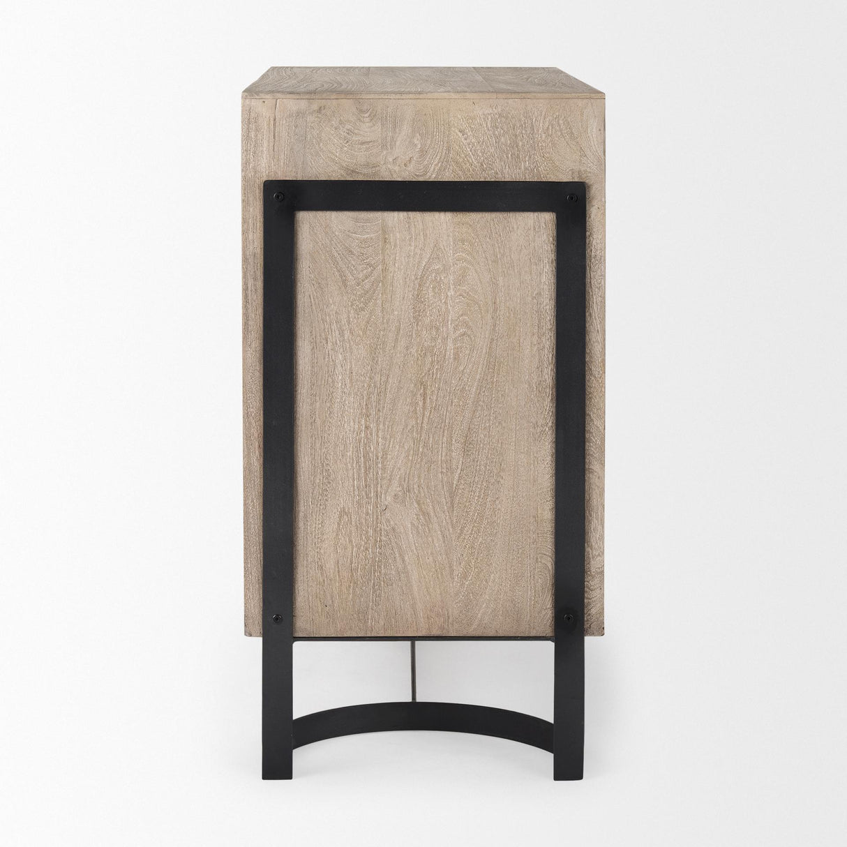 Mercana Rivien Brown Solid Wood W/Black Metal Frame 2 Door Accent Cabinet