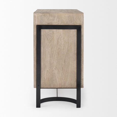 Mercana Rivien Brown Solid Wood W/Black Metal Frame 2 Door Accent Cabinet