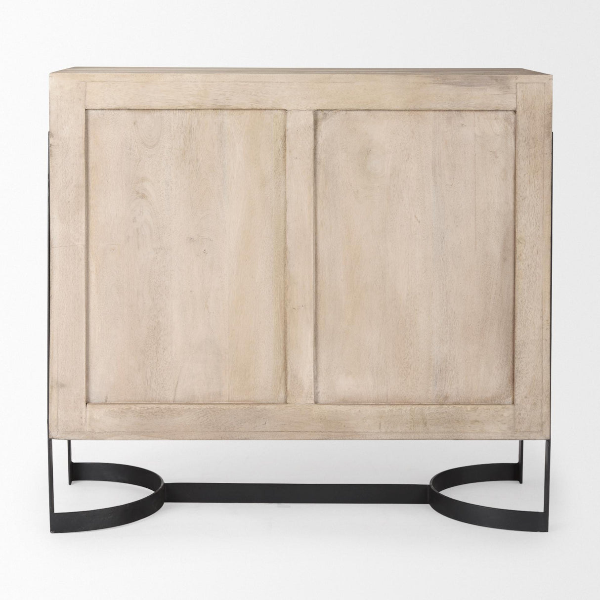 Mercana Rivien Brown Solid Wood W/Black Metal Frame 2 Door Accent Cabinet