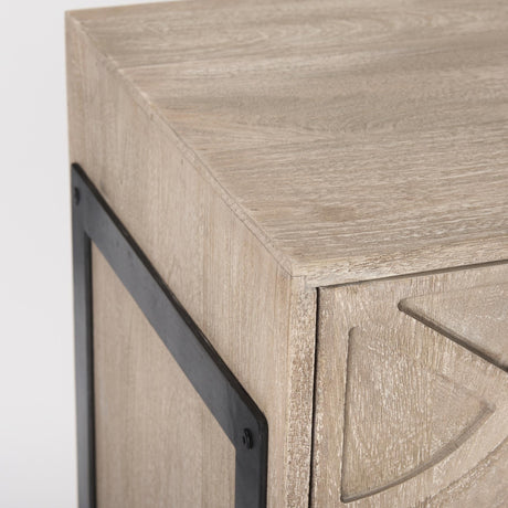 Mercana Rivien Brown Solid Wood W/Black Metal Frame 2 Door Accent Cabinet