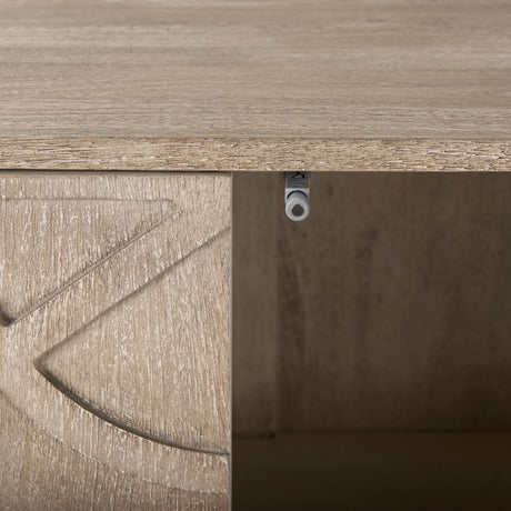 Mercana Rivien Brown Solid Wood W/Black Metal Frame 2 Door Accent Cabinet