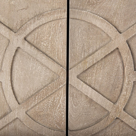 Mercana Rivien Brown Solid Wood W/Black Metal Frame 2 Door Accent Cabinet