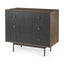 Mercana Grace 35.5L x 18.0W x 31.0H Medium Brown Wood W/Black Metal Frame 3 Drawer Accent Cabinet