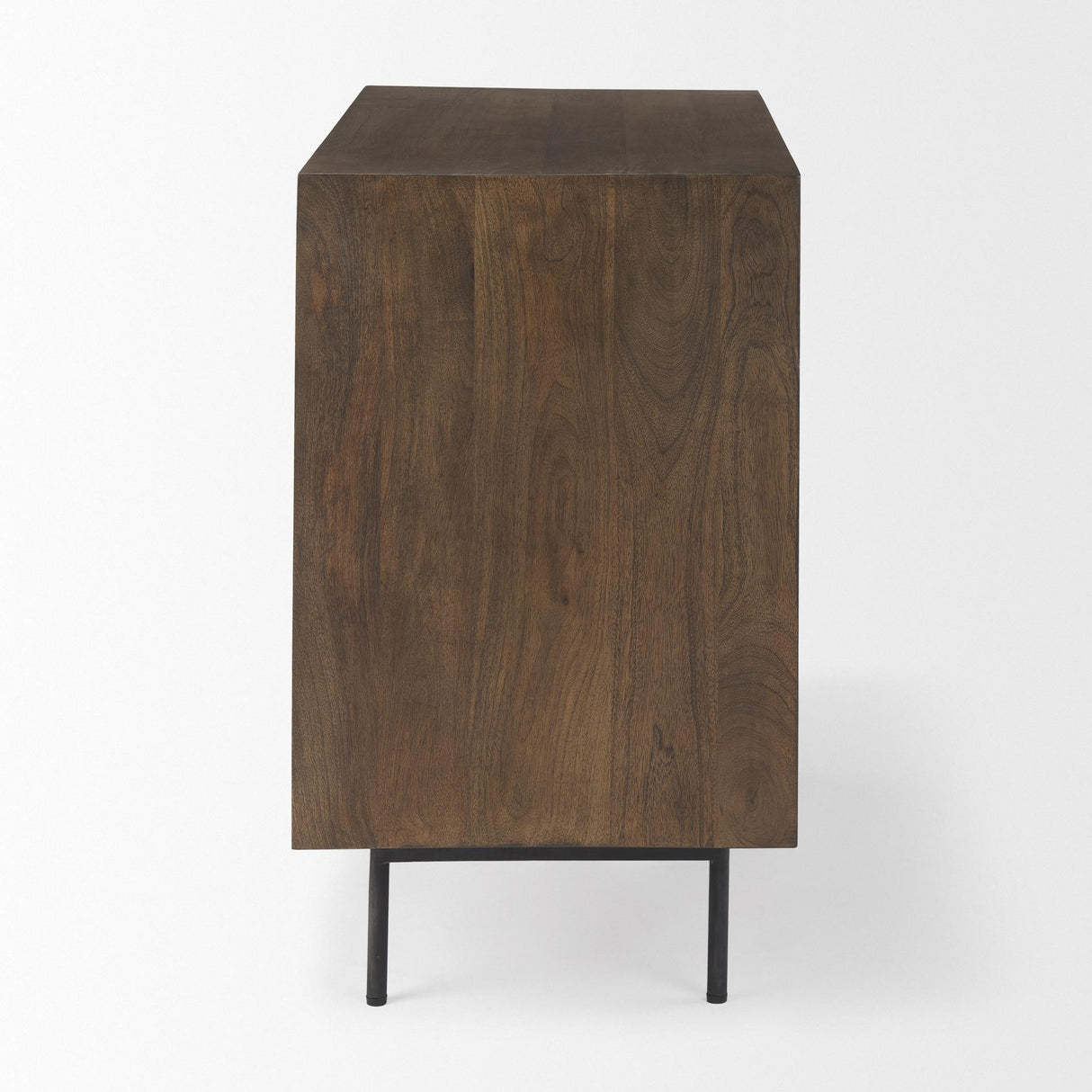 Mercana Grace 35.5L x 18.0W x 31.0H Medium Brown Wood W/Black Metal Frame 3 Drawer Accent Cabinet