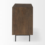 Mercana Grace 35.5L x 18.0W x 31.0H Medium Brown Wood W/Black Metal Frame 3 Drawer Accent Cabinet