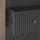 Mercana Grace 35.5L x 18.0W x 31.0H Medium Brown Wood W/Black Metal Frame 3 Drawer Accent Cabinet