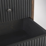 Mercana Grace 35.5L x 18.0W x 31.0H Medium Brown Wood W/Black Metal Frame 3 Drawer Accent Cabinet