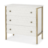 Mercana Savannah White Fir Veneer w/ Gold Metal 3-Drawer Accent Cabinet