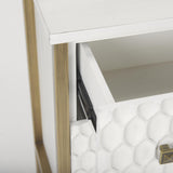 Mercana Savannah White Fir Veneer w/ Gold Metal 3-Drawer Accent Cabinet