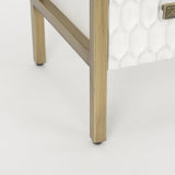 Mercana Savannah White Fir Veneer w/ Gold Metal 3-Drawer Accent Cabinet