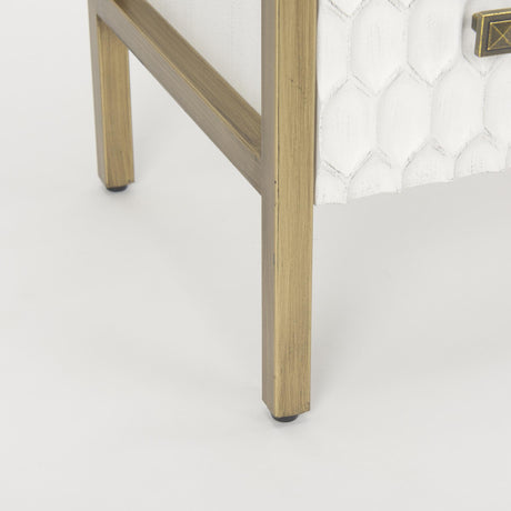 Mercana Savannah White Fir Veneer w/ Gold Metal 3-Drawer Accent Cabinet