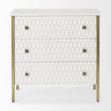 Mercana Savannah White Fir Veneer w/ Gold Metal 3-Drawer Accent Cabinet