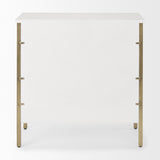 Mercana Savannah White Fir Veneer w/ Gold Metal 3-Drawer Accent Cabinet