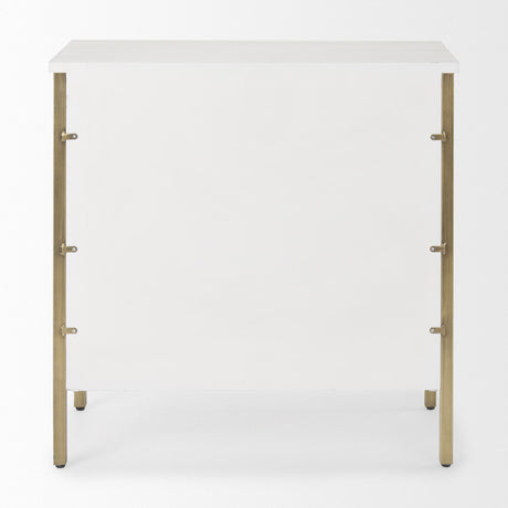 Mercana Savannah White Fir Veneer w/ Gold Metal 3-Drawer Accent Cabinet