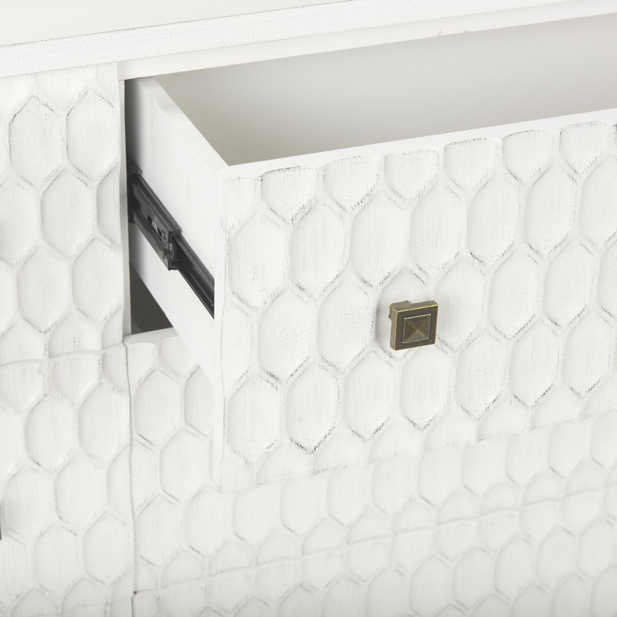 Mercana Savannah White Fir Veneer w/ Gold Metal Accents 6-Drawer Sideboard