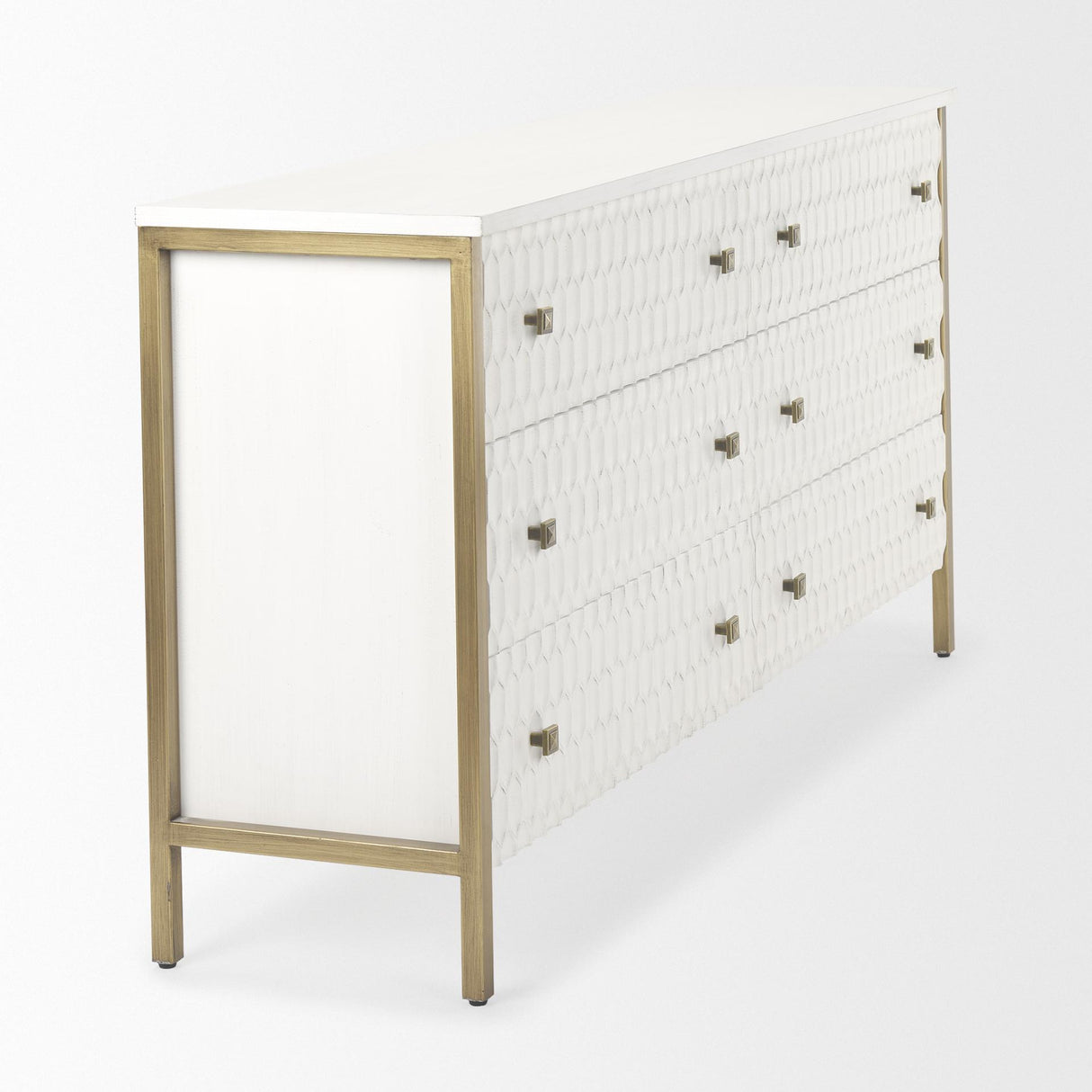 Mercana Savannah White Fir Veneer w/ Gold Metal Accents 6-Drawer Sideboard