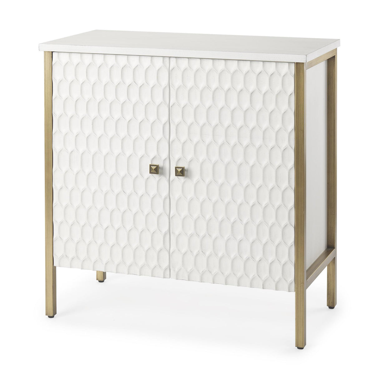 Mercana Savannah White Fir Veneer w/ Gold Metal Accent 2-Door Accent Cabinet
