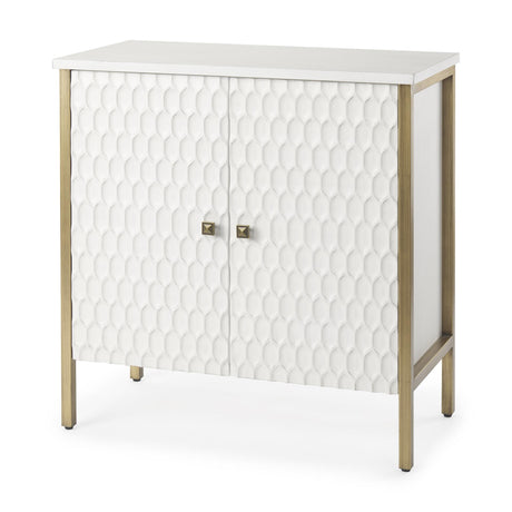 Mercana Savannah White Fir Veneer w/ Gold Metal Accent 2-Door Accent Cabinet
