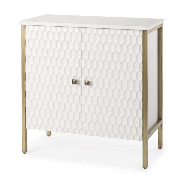 Mercana Savannah White Fir Veneer w/ Gold Metal Accent 2-Door Accent Cabinet