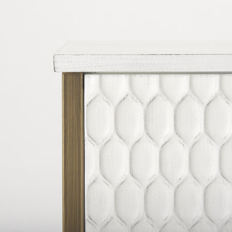 Mercana Savannah White Fir Veneer w/ Gold Metal Accent 2-Door Accent Cabinet