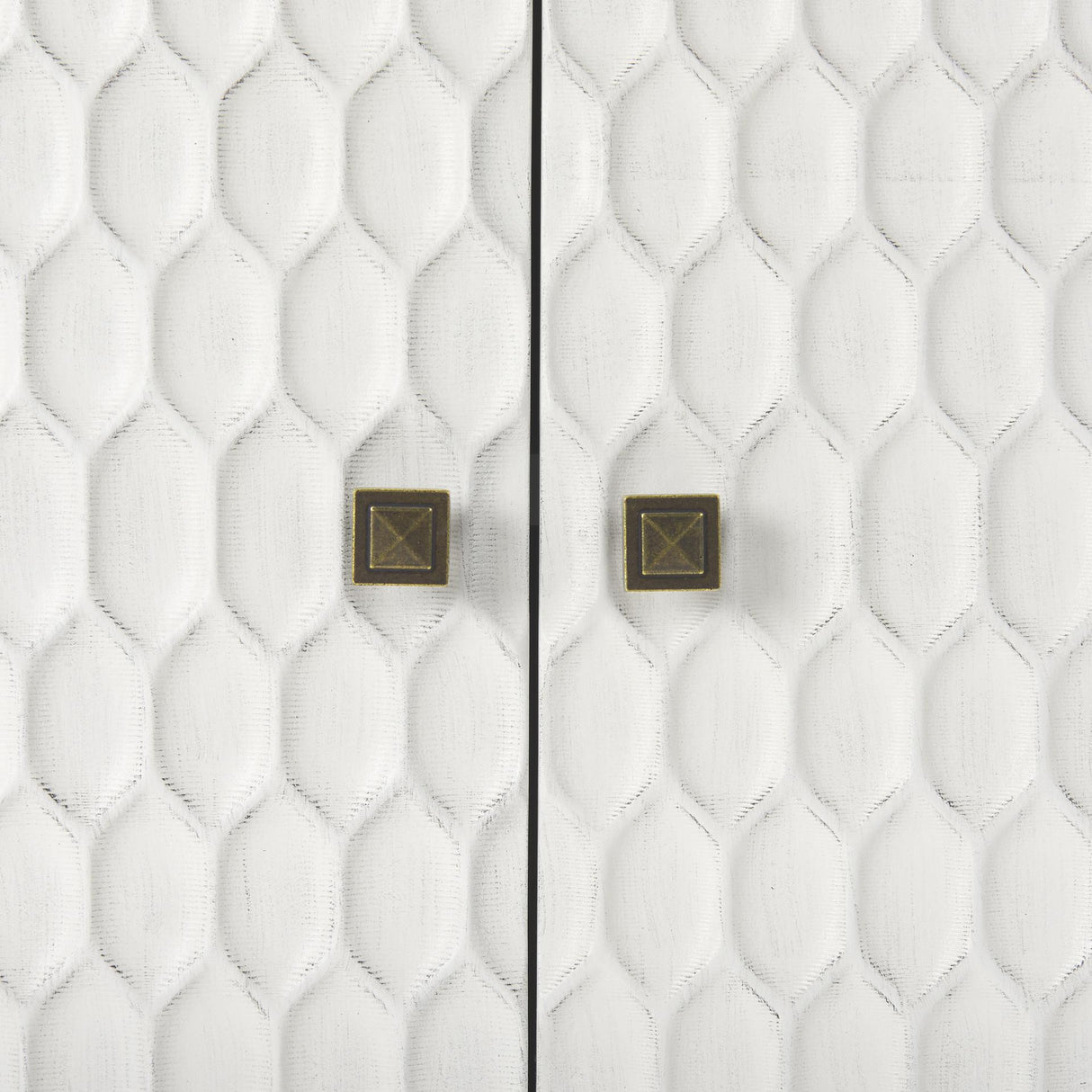 Mercana Savannah White Fir Veneer w/ Gold Metal Accent 2-Door Accent Cabinet