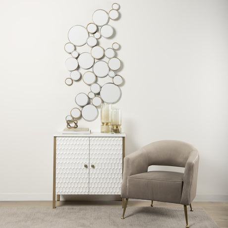 Mercana Savannah White Fir Veneer w/ Gold Metal Accent 2-Door Accent Cabinet