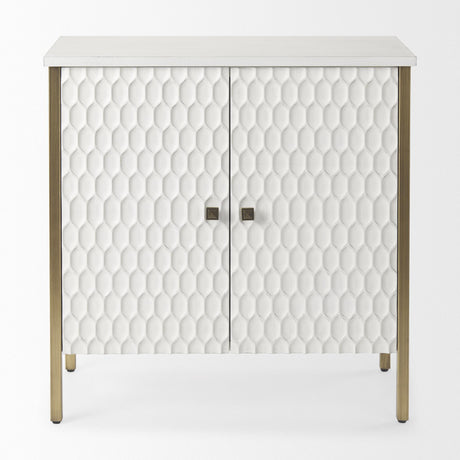 Mercana Savannah White Fir Veneer w/ Gold Metal Accent 2-Door Accent Cabinet