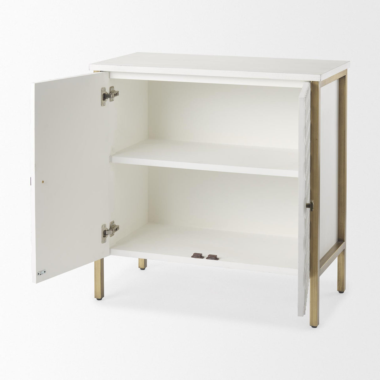 Mercana Savannah White Fir Veneer w/ Gold Metal Accent 2-Door Accent Cabinet