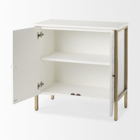 Mercana Savannah White Fir Veneer w/ Gold Metal Accent 2-Door Accent Cabinet