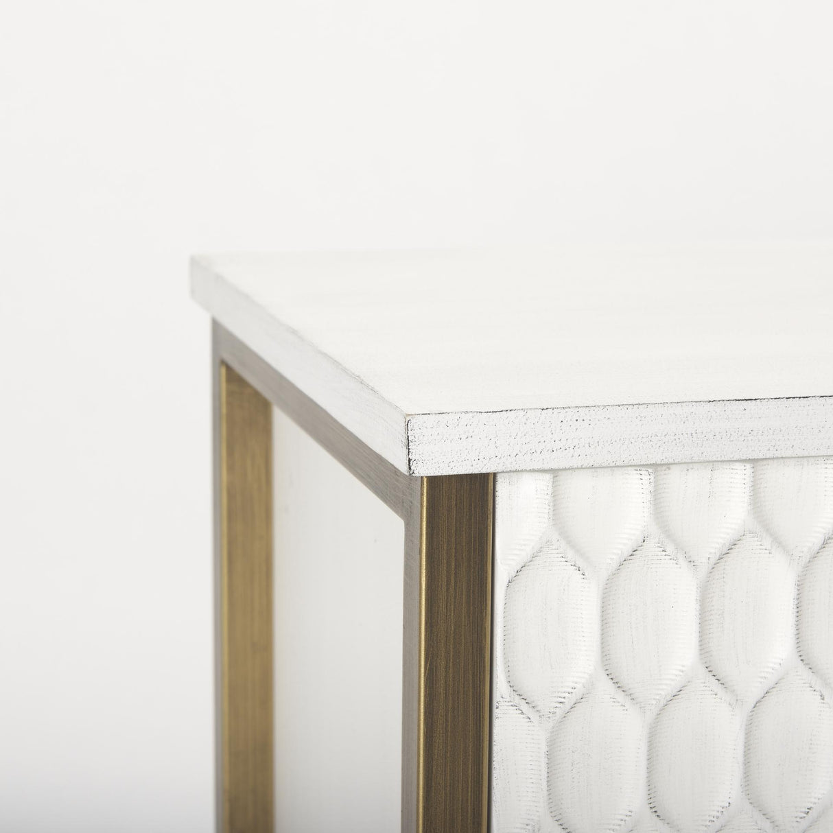 Mercana Savannah White Fir Veneer w/ Gold Metal Accent 2-Door Accent Cabinet