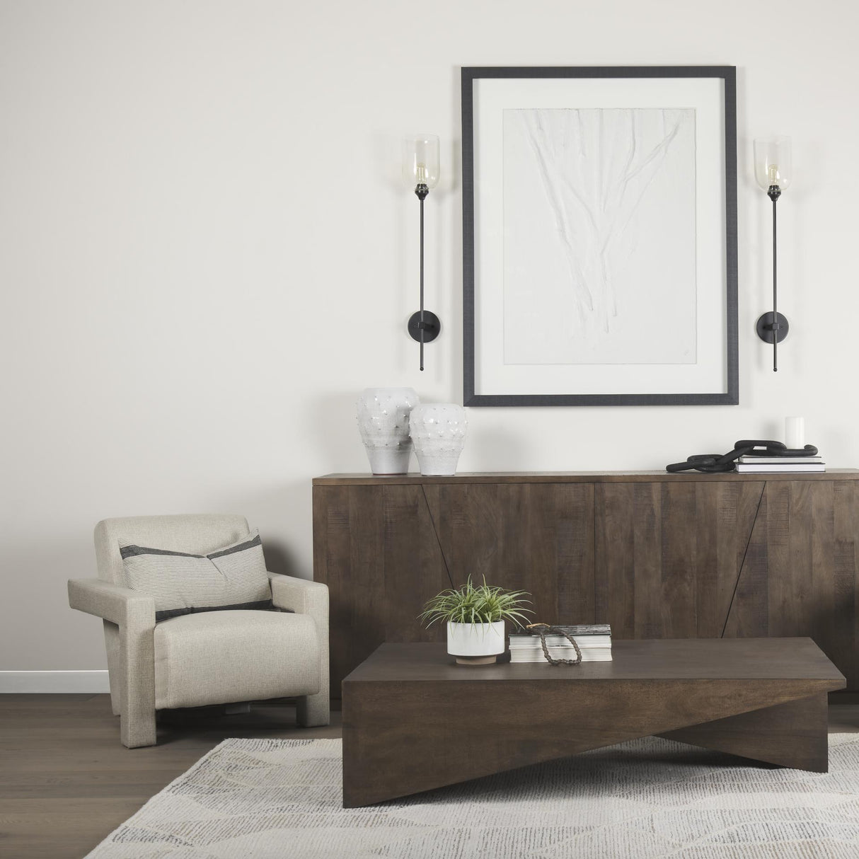 Mercana West 55L x 32W x 14H Medium Brown Wooden Angled Coffee Table