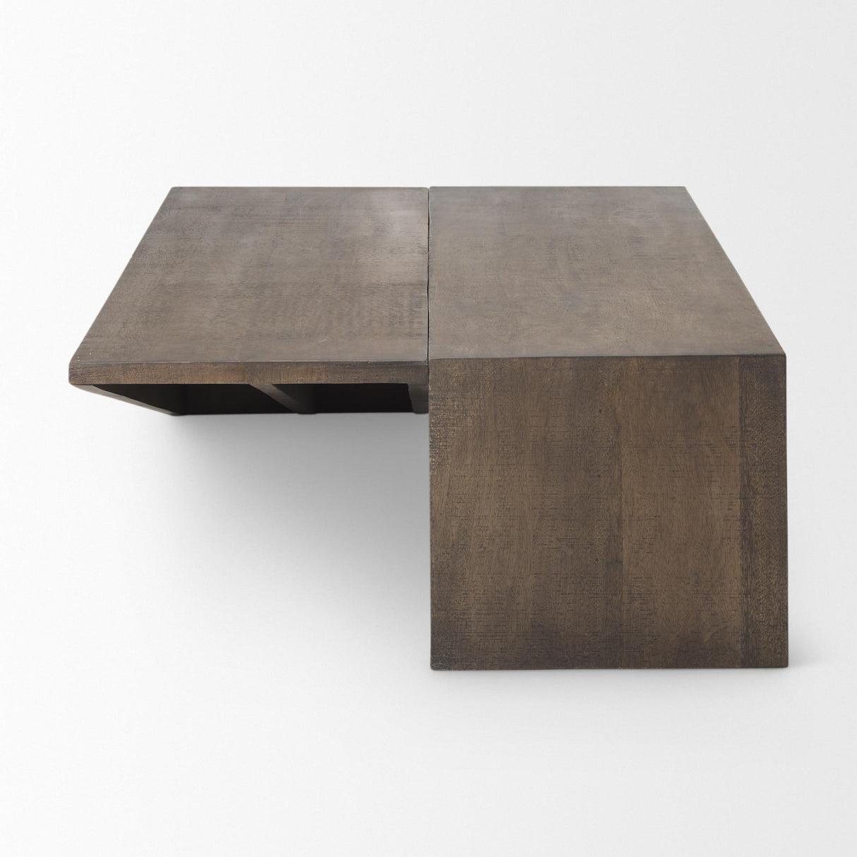 Mercana West 55L x 32W x 14H Medium Brown Wooden Angled Coffee Table