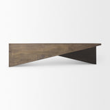 Mercana West 55L x 32W x 14H Medium Brown Wooden Angled Coffee Table