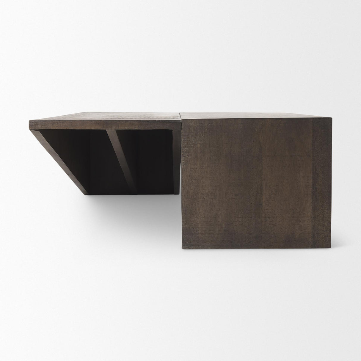 Mercana West 55L x 32W x 14H Medium Brown Wooden Angled Coffee Table