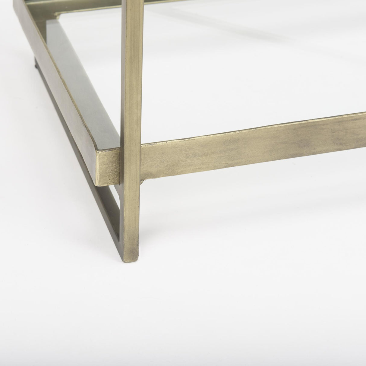 Mercana Trey 72.0L x 16.0W x 30.0H Gold Metal W/Glass Console Table