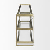 Mercana Trey 72.0L x 16.0W x 30.0H Gold Metal W/Glass Console Table