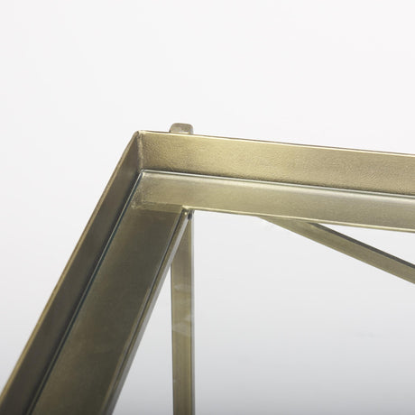 Mercana Trey 72.0L x 16.0W x 30.0H Gold Metal W/Glass Console Table