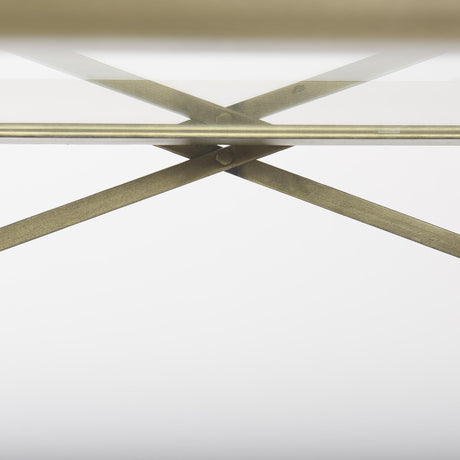 Mercana Trey 72.0L x 16.0W x 30.0H Gold Metal W/Glass Console Table