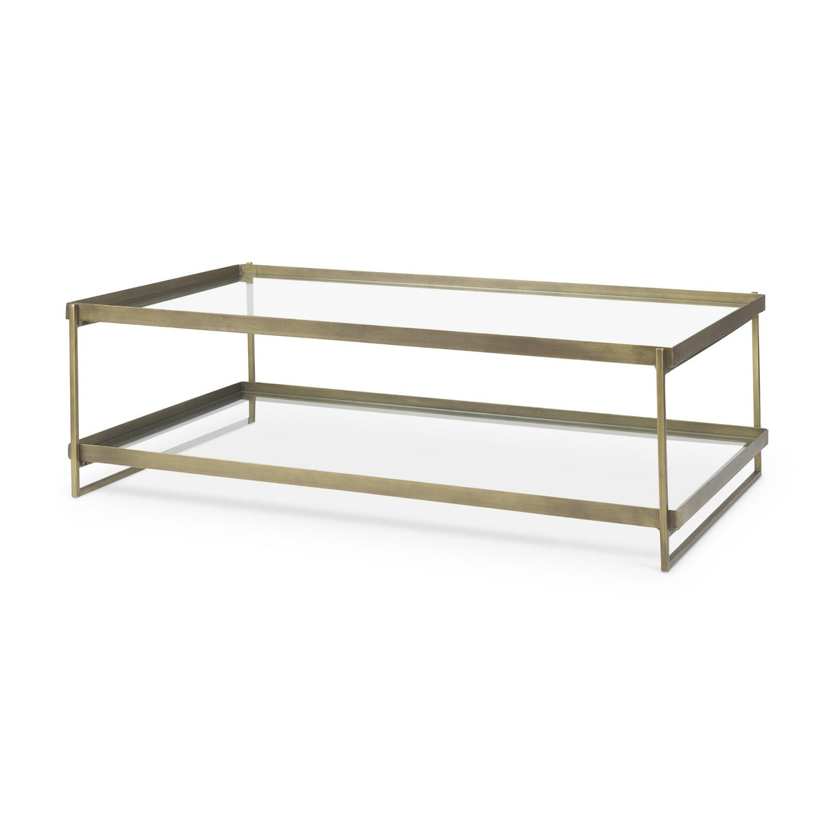 Mercana Trey 56.0L x 32.0W x 17.0H Gold Metal W/Glass Coffee table