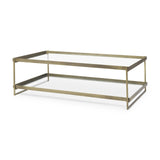 Mercana Trey 56.0L x 32.0W x 17.0H Gold Metal W/Glass Coffee table