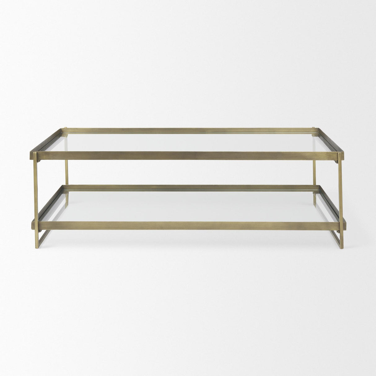 Mercana Trey 56.0L x 32.0W x 17.0H Gold Metal W/Glass Coffee table