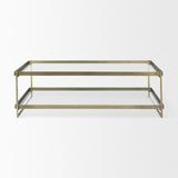 Mercana Trey 56.0L x 32.0W x 17.0H Gold Metal W/Glass Coffee table