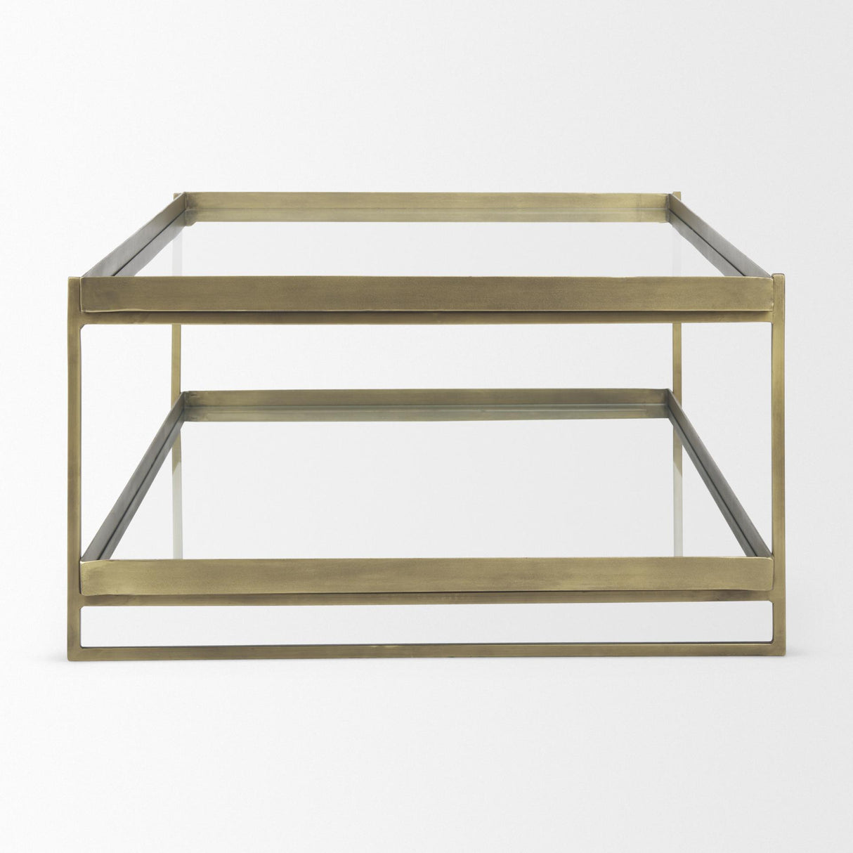 Mercana Trey 56.0L x 32.0W x 17.0H Gold Metal W/Glass Coffee table