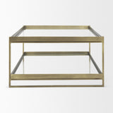 Mercana Trey 56.0L x 32.0W x 17.0H Gold Metal W/Glass Coffee table