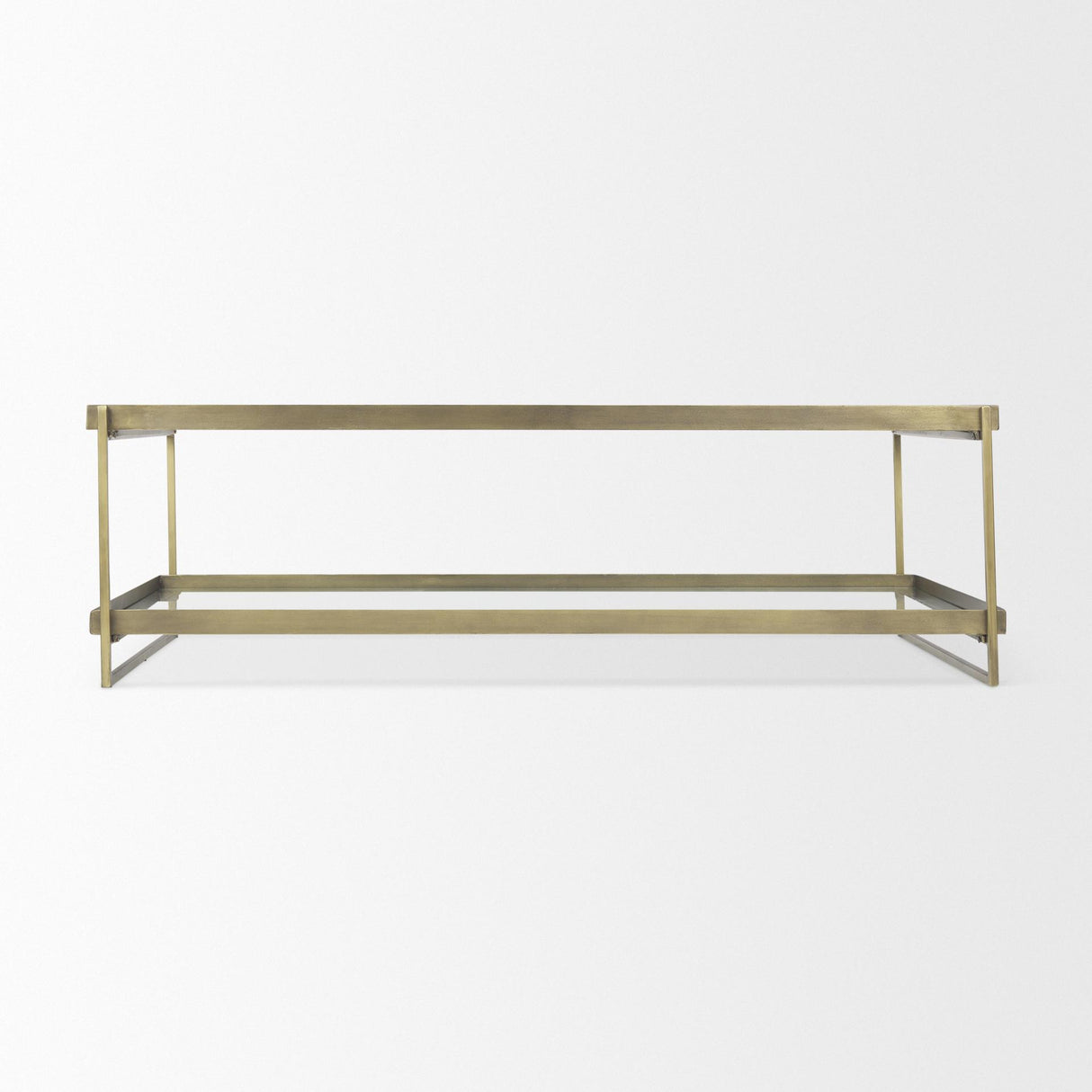 Mercana Trey 56.0L x 32.0W x 17.0H Gold Metal W/Glass Coffee table